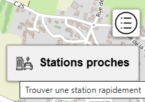 Interface montrant le bouton 'Stations proches'